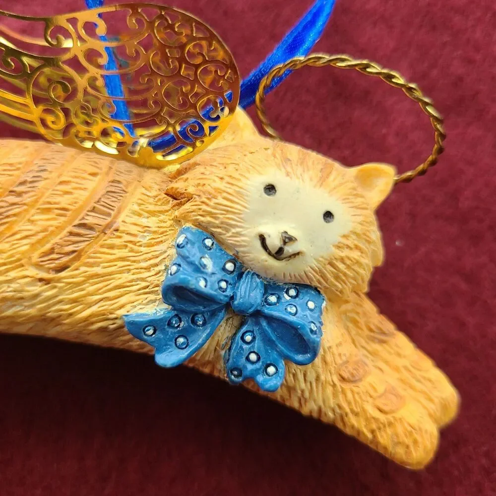 Avon Vintage 1997 Angel Pet Cat Christmas Ornament Cat In Heaven Rainbow Bridge